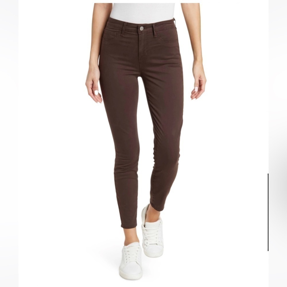 𝅺L'AGENCE 30 MARGOT HIGH RISE CROPPED RAW HEM SKINNY JEANS Cocoa Brown new